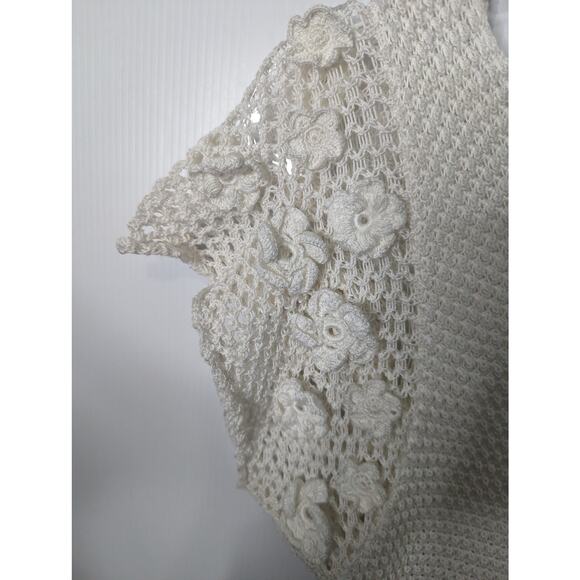 M. Patmos Cora White Knit Crochet Mini Knee Length Dress NWT Small Boho - Picture 5 of 9